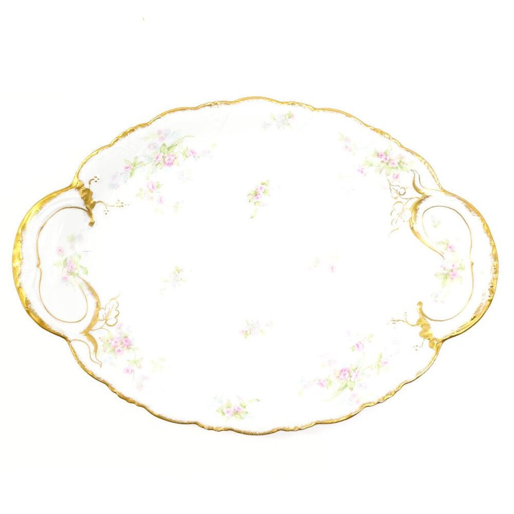1903 Antique Theodore Haviland Limoges Floral & Gold Hand Painted 16" Platter
